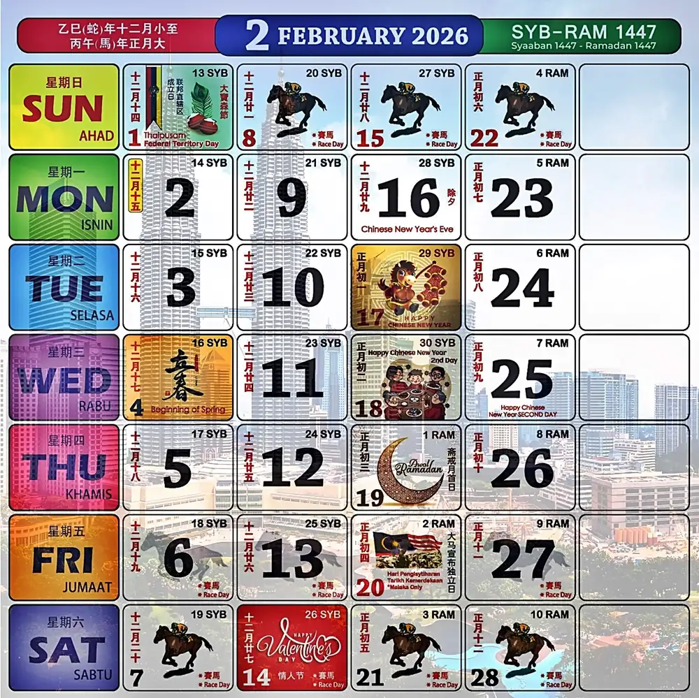 kalendar kuda 2026 february