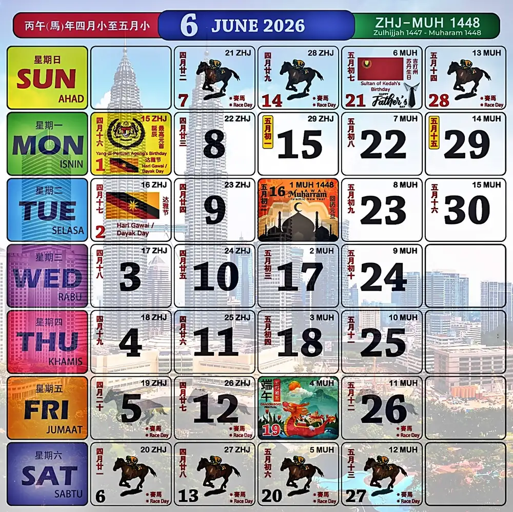 kalendar kuda 2026 june