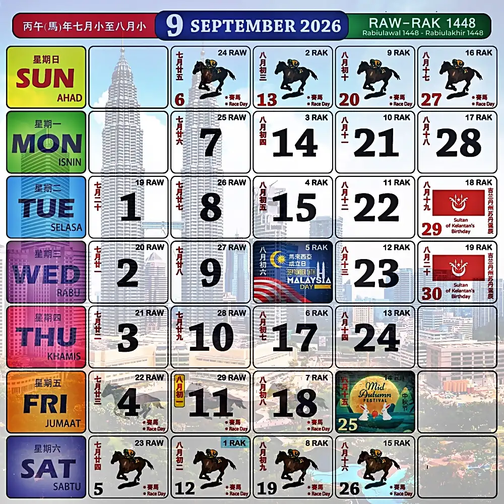 kalendar kuda 2026 september