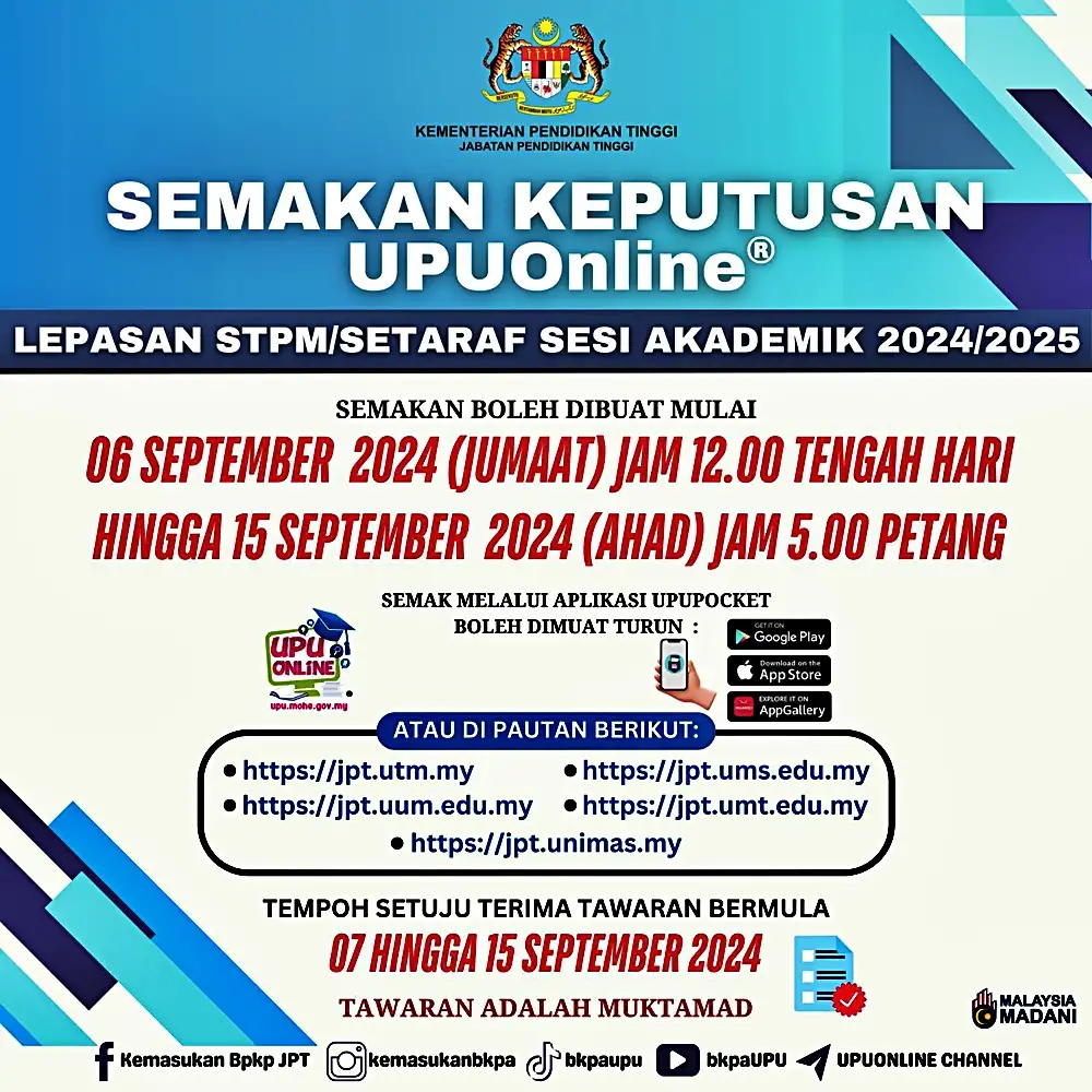 semakan keputusan upu online stpm 2024