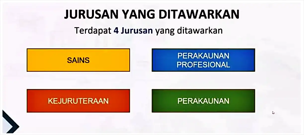 senarai jurusan matrikulasi